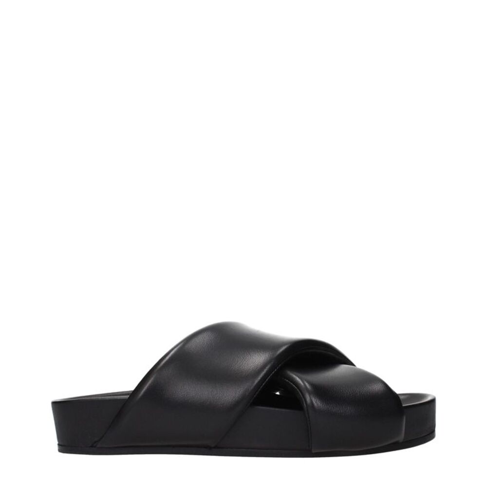 Jil Sander Black Leather Men's Slippers